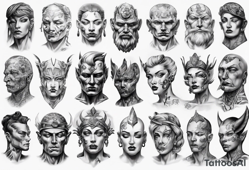 face statue tattoo idea