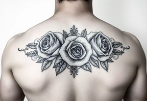Roses with filigree background tattoo idea