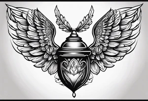 An angelic tattoo featuring an acorn with wings tattoo idea