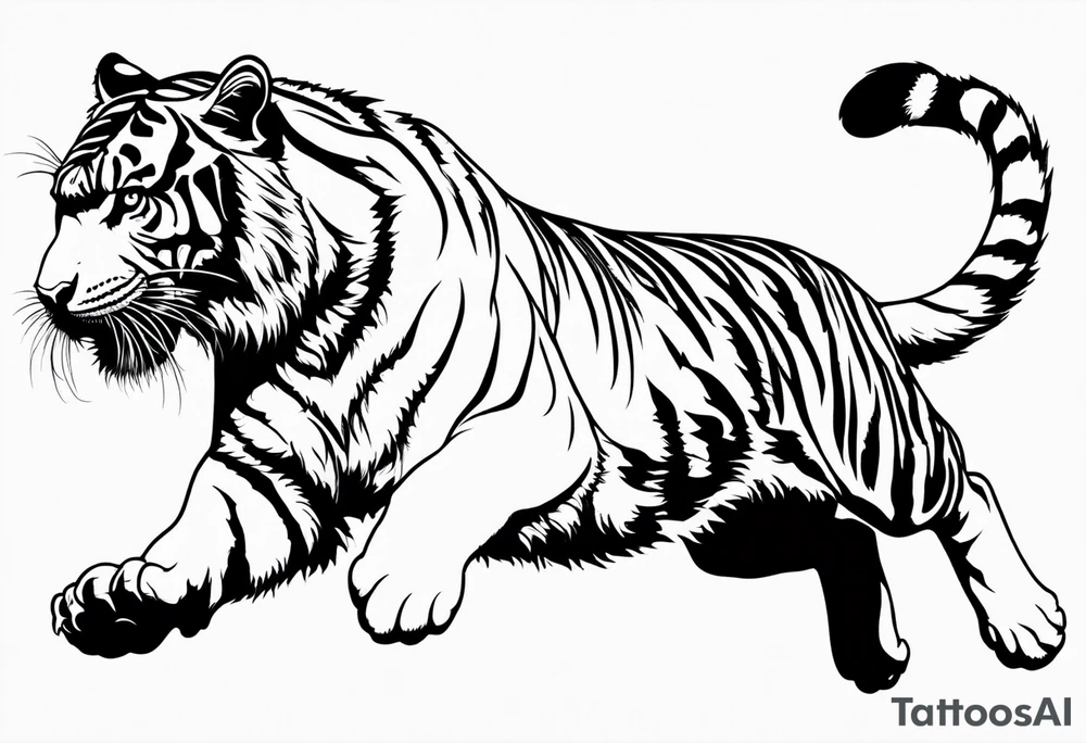 tiger leaping tattoo idea