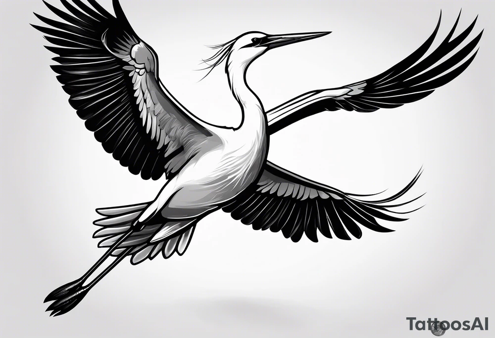 A flying stork tattoo idea