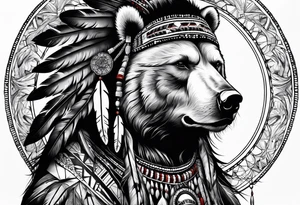 Native american medicine man in bear skin tattoo idea