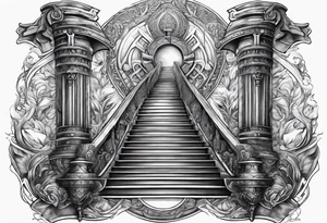 Valhalla sword shield axe stairs   fire tattoo idea