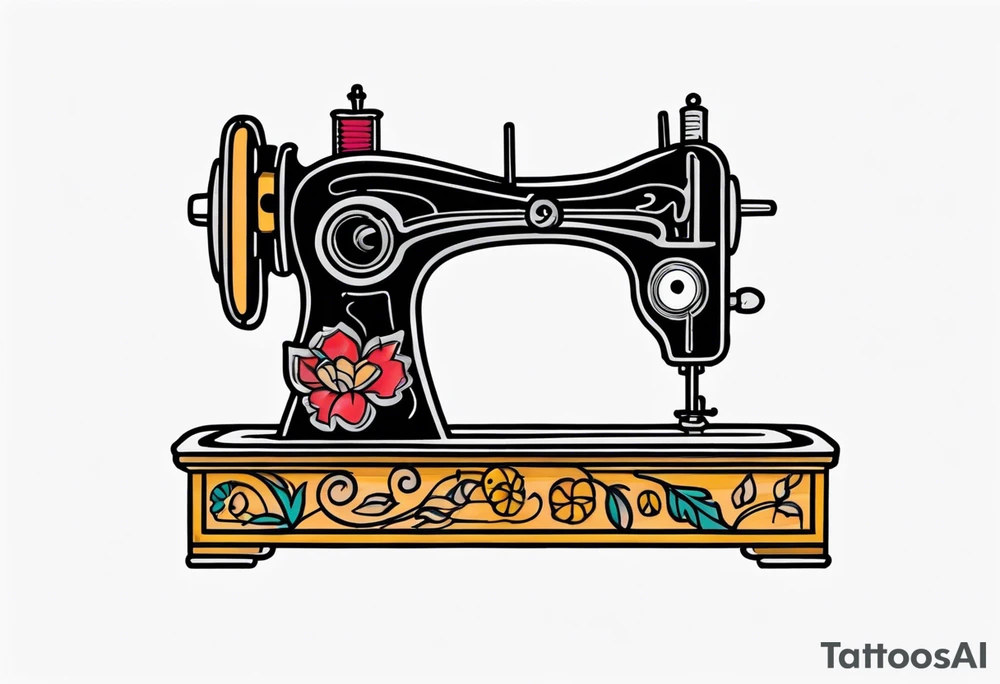 tiny tattoo. sewing machine tattoo idea