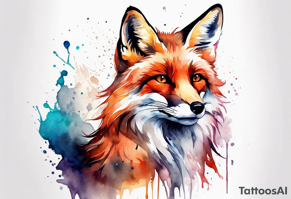 Watercolor fox tattoo idea