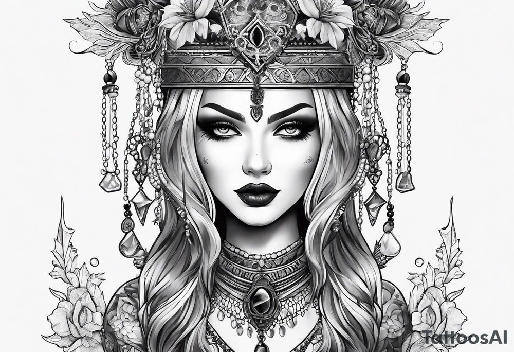 Gothic female style tattoo idea