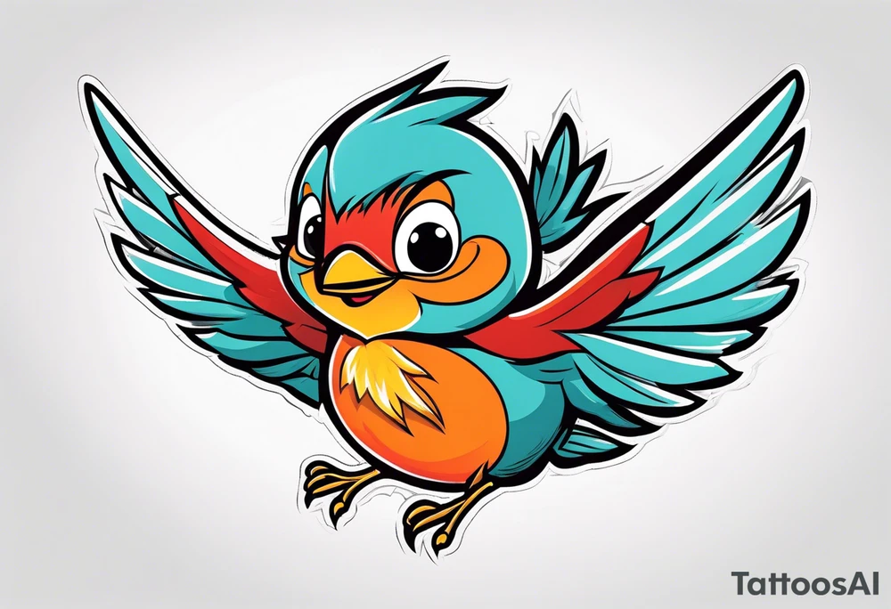 Cute robin flying tattoo idea
