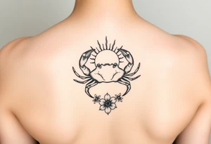 Crab sun and honeysuckle tattoo idea