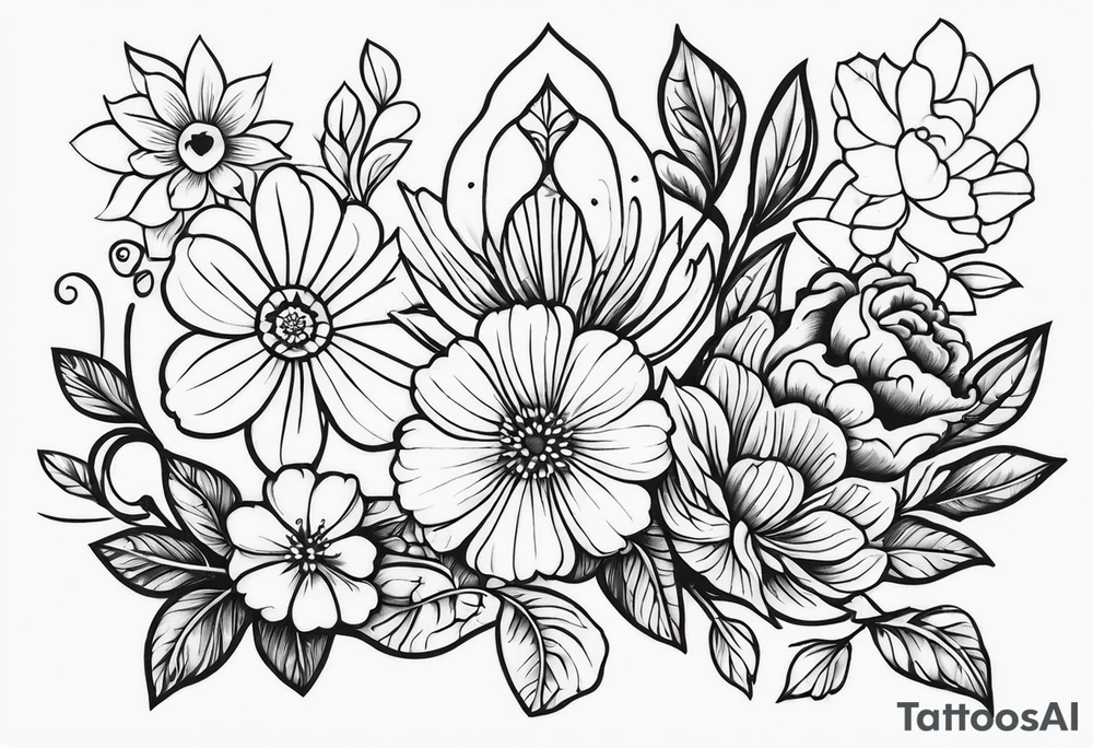 ornaments of flowers tattoo idea