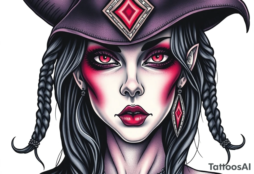 Evil Witch young woman tattoo idea