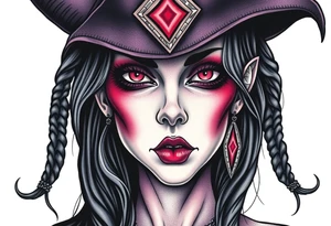 Evil Witch young woman tattoo idea