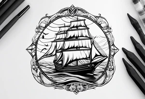 Swallows, sail boat, the ocean tattoo idea
