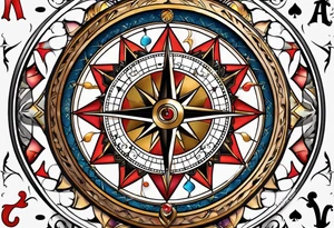 Rabbit hole whimsical compass deck of cards tattoo idea