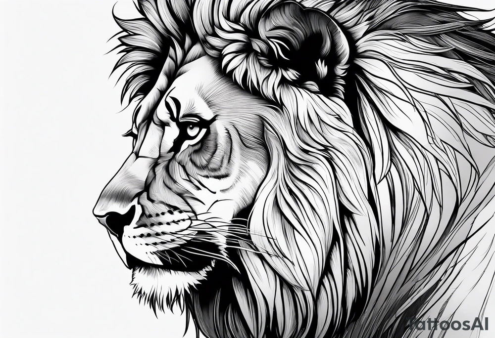 Courageous lion for my shoulder, side profile tattoo idea Courageous lion for my shoulder, side profile tattoo idea