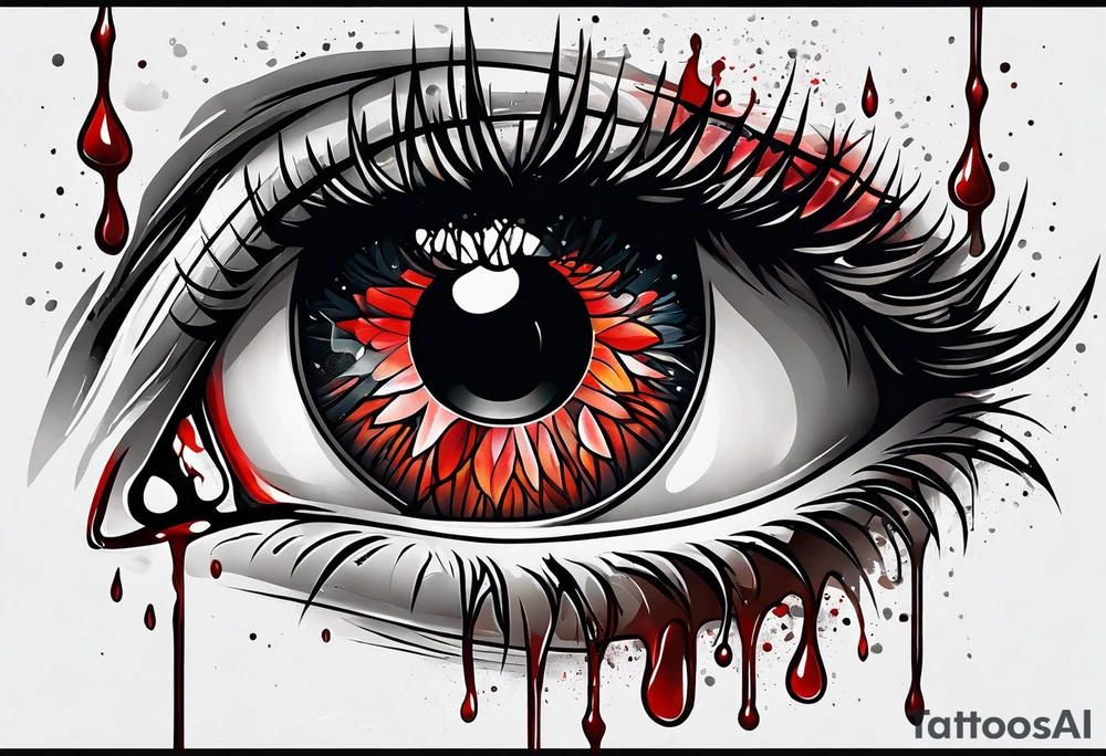 an eye crying blood tattoo idea