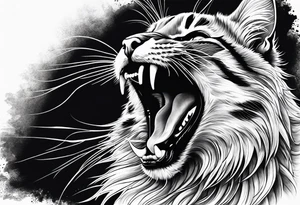 cat roaring or growling tattoo idea