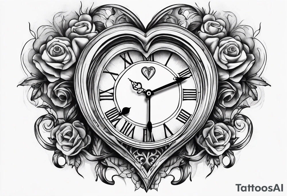 Heart with clock hands on 8 and 5 tattoo idea