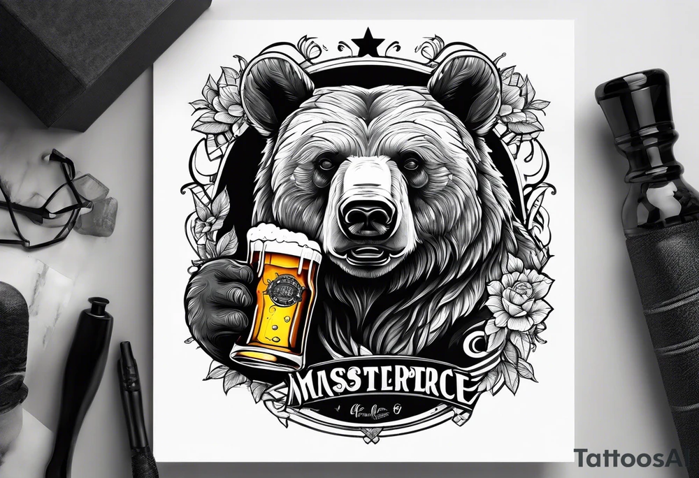 bear drinking beer tattoo idea