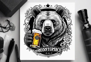 bear drinking beer tattoo idea