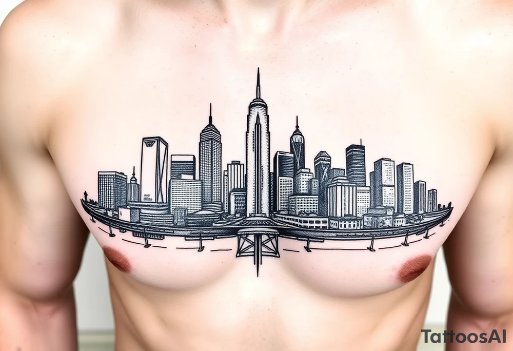 Northside Houston skyline tattoo idea