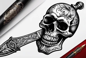 Skull dagger tattoo idea
