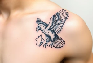 big eagle with paper in its claws tattoo idea