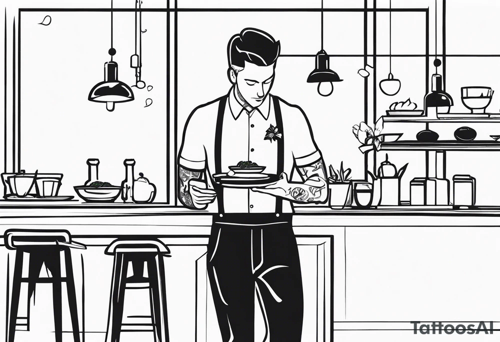 Part time student restaurant Waiter tattoo idea