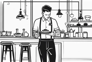 Part time student restaurant Waiter tattoo idea