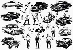Man building a car tattoo idea