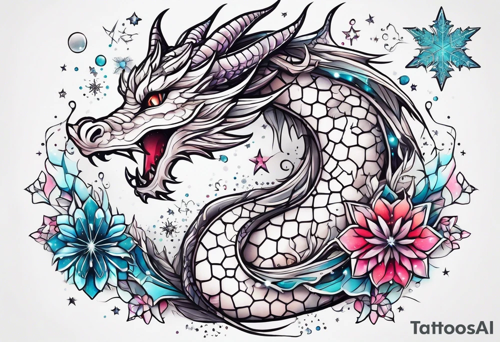 Constellation, dragon kawaii young ,snowflake tattoo idea