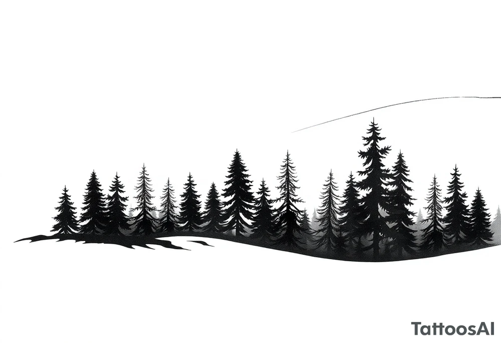 Coniferouse forest silhouette around the forearm a tattoo tattoo idea