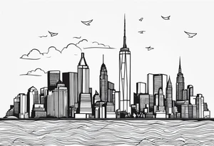 NYC skyline in the ocean tattoo idea