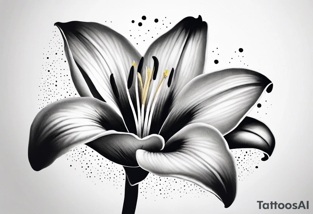 minimalist lily flower with white background tattoo idea
