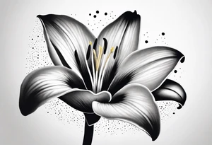 minimalist lily flower with white background tattoo idea