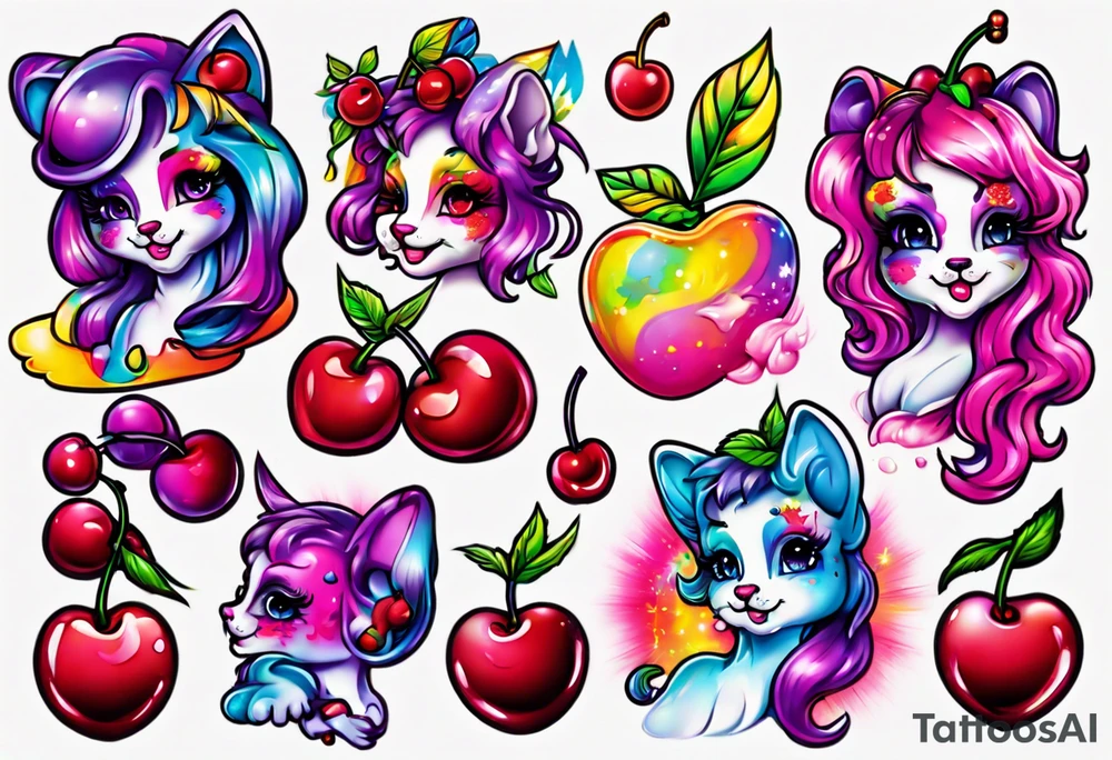 Lisa Frank cherry tattoo idea