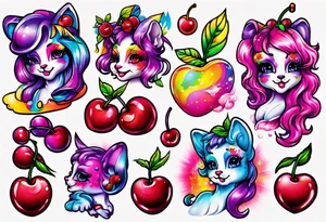 Lisa Frank cherry tattoo idea
