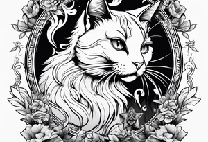 cat smoking a cigarette tattoo idea
