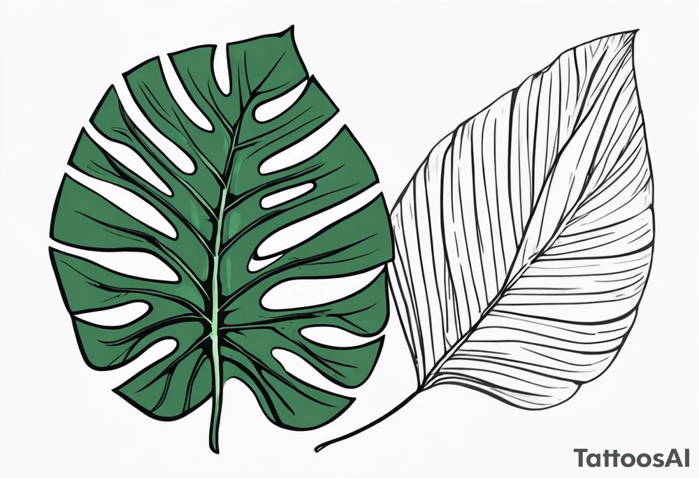 fine line monsteria leaf tattoo idea