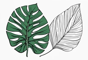 fine line monsteria leaf tattoo idea