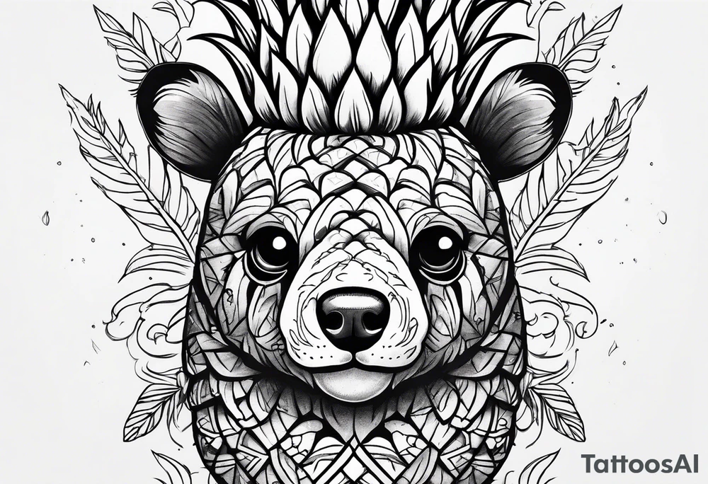 Cute pineapple bear tattoo idea