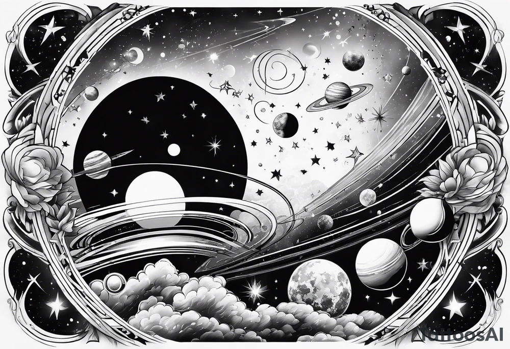 space planets stars tattoo idea