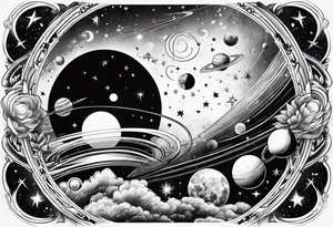 space planets stars tattoo idea