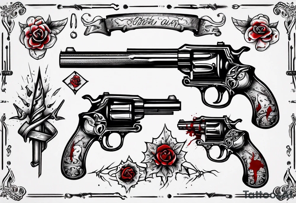 gun with blood tattoo idea
