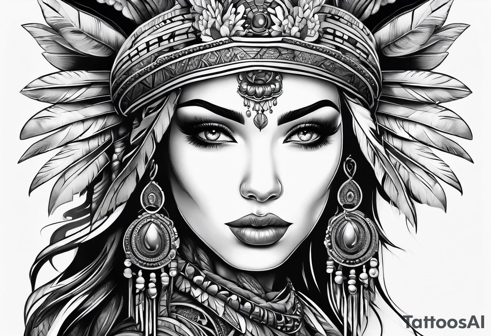 gift of life, woman wearing headdress tattoo idea