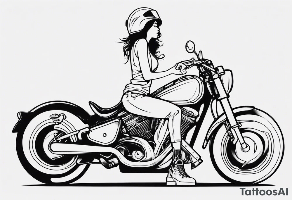 Girl riding motorcycle tattoo idea