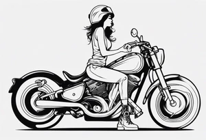 Girl riding motorcycle tattoo idea