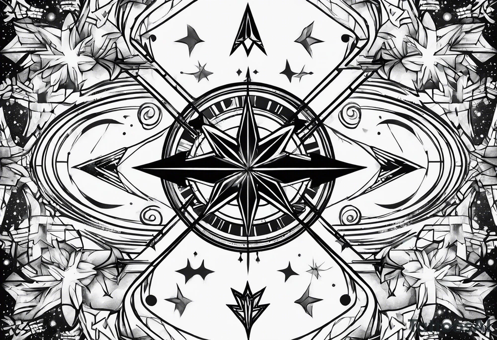 Galaxy stars universe arrow tattoo idea