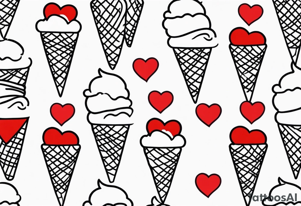 small ice cream cone with small red heart on it somewhere while representing Paris tattoo idea small ice cream cone with small red heart on it somewhere while representing Paris tattoo idea