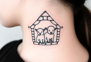 Three little pigs nursery Wolf and sheep as one hybrid 
animal hiding in a brick house from the big bad wolf I'll huff and puff and blow ur house down tattoo idea