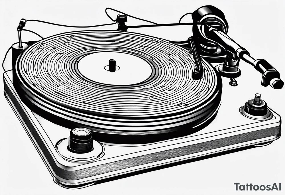 A recordplayer fineline minimalistic tattoo idea